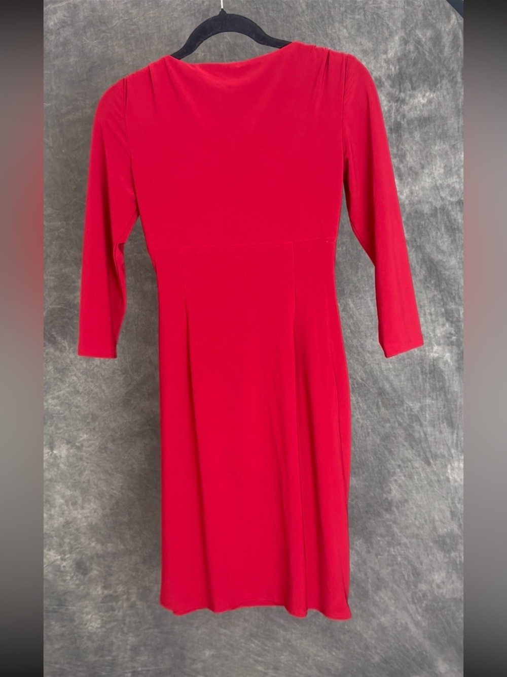 Lauren Ralph Lauren Red Ruched Faux Wrap Sheath Dress Petite Size 4P - Picture 4 of 5